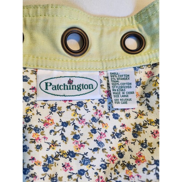 Patchington Chartreuse Green Denim Vest L Cotton Stretch Grommet Detail - Picture 5 of 10